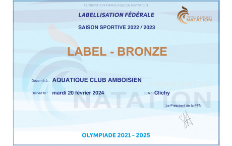 Label Bronze pour le club 